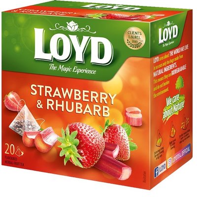 Фруктовий чай Loyd Strawberry & Rhubarb полуниця-ревінь 40гр (20 пірамідок), (10шт/ящ) 3103577 фото