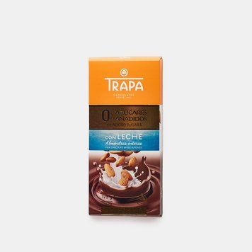 Молочний шоколад Trapa Intenso 0% без цукру з цільним мигдалем 175гр 23225 фото