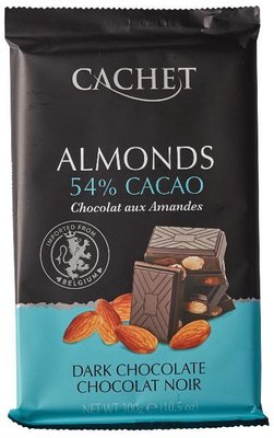 Чорний шоколад Cachet №44 з мигдалем 300гр, (12шт/ящ) LT359 фото