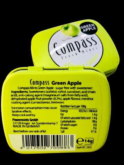 Драже Compass Green Apple зі смаком яблука 14 г 1634498263 фото