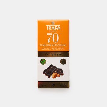 Чорний шоколад Trapa Intenso 70% з мигдалем 175гр 23205 фото