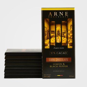 Шоколад чорний 57% з лимонною цедрою та перцем Arne 100г 6684531 фото