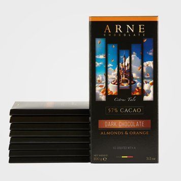Шоколад чорний 57% з мигдалем та апельсином Arne 100г 96453 фото