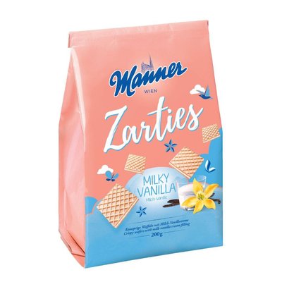 Вафлі Manner Zarties з начинкою молочна ваніль, 200 г, 5 шт/ящ 1985828354 фото