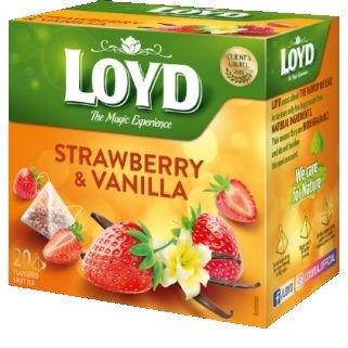 Фруктовий чай Loyd Strawberry & Vanilla полуниця ваніль 40гр (20 пірамідок), (10шт/ящ) 3103570 фото