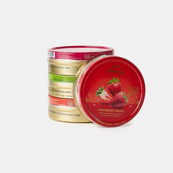 Льодяники в банці Kalfany Strawberry Candies полуниця 150гр 125900720 фото