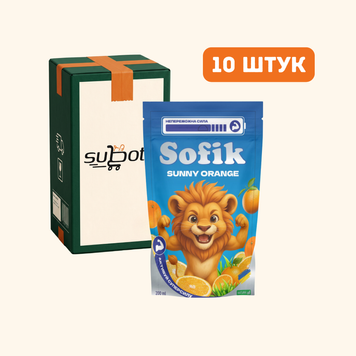 Напій соковий негазований Sofik Sunny Orange зі смаком апельсину 200мл, коробка 12 штук 223678 фото