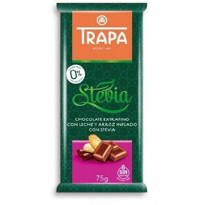 Молочний шоколад Trapa Stevia з рисовими кульками 75гр, (18шт/ящ) 23704 фото