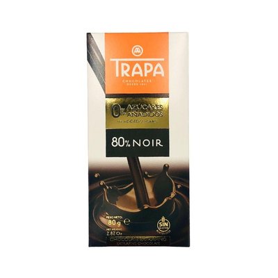 Чорний шоколад Trapa Intenso без цукру 0% 80гр, (15шт/ящ) 23451 фото