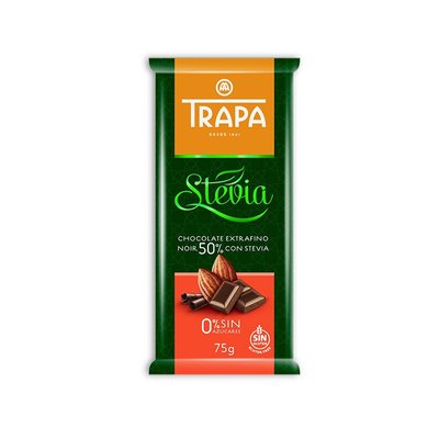 Чорний шоколад Trapa Stevia 50% 75гр, (20шт/ящ) 23722 фото