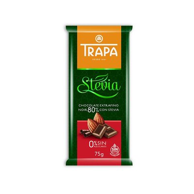 Чорний шоколад Trapa Stevia 80% 75гр, (20шт/ящ) 23723 фото