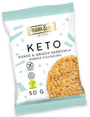 Печиво веганське Frank&Oli KETO кокос-кеш'ю, без глютену та цукру, 50 г, 24 уп/ящ 2129892125 фото
