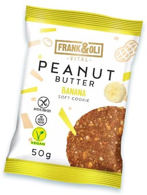 Печиво веганське Frank&Oli арахісова паста-банан, без глютену та цукру, 50 г, 24 уп/ящ 2129894149 фото