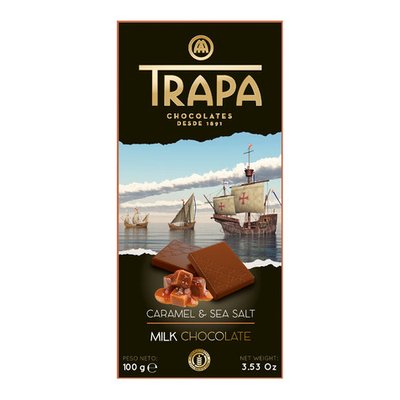 Шоколад Trapa Milk Chocolate Caramel&Sea salt молочний з карамеллю та сіллю, 100 г, 15 уп/ящ 2094619966 фото