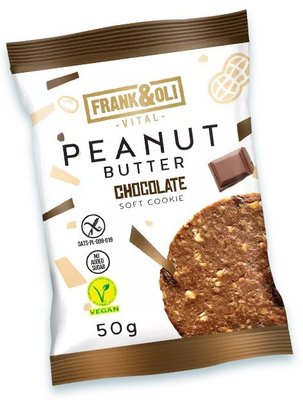 Печиво веганське Frank&Oli арахісова паста-шоколад, без глютену та цукру, 50 г, 24 уп/ящ 2129898710 фото