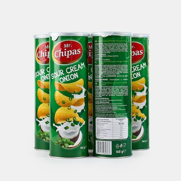 Чіпси Mr. Chipas Sour cream and onion, сметана та цибуля, 160 г, 24 уп/ящ 2072714025 фото