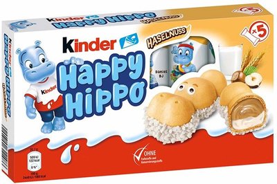 Батончики Kinder Happy Hippo Haselnuss, 103.5 г, 10 шт/ящ 1766459560 фото
