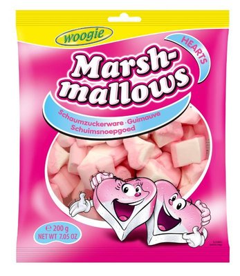 Маршмеллоу WOOGIE Marshmallows Hearts серця, 200 г, 18 шт/ящ 1689008058 фото