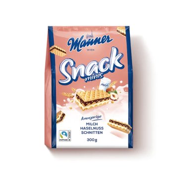 Вафлі Manner Snack Minis з молочно-горіховим кремом, 300 г, 10 шт/ящ 1921628383 фото