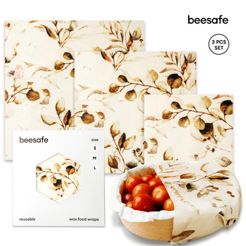 Вощанки багаторазові воскові серветки Beesafe набір воскових серфеток обгортки для зберігання продуктів 3 шт Бавовна 98765432 фото