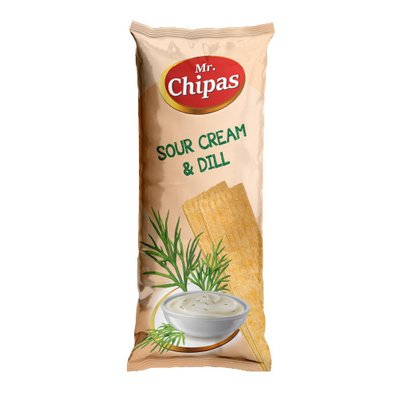 Чіпси Mr. Chipas Sour Cream and Dill, сметана і кріп, 75г, 20 шт/ящ 1670123873 фото