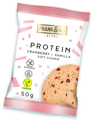Печиво протеїнове веганське Frank&Oli журавлина-ваніль, без глютену та цукру, 50 г, 24 уп/ящ 2129942113 фото