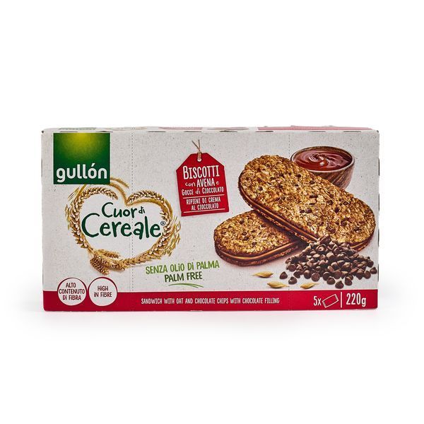Печиво Gullon Cuor de Cereale crema di Nocciola з шоколадними крихтами і горіховим кремом 220гр T5082 фото