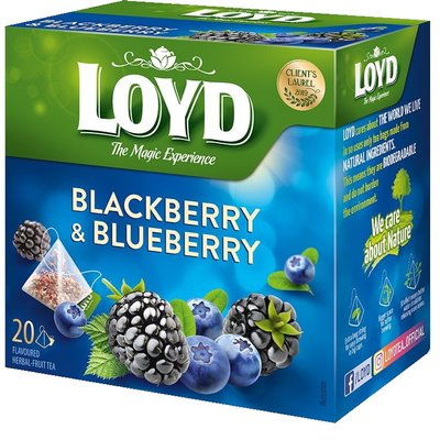 Фруктовий чай Loyd Blackberry & Blueberry ожина-чорниця 40гр (20 пірамідок), (10шт/ящ) 3103576 фото