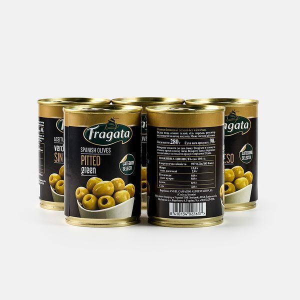 Оливки Fragata зелені без кісточки, 280 г (суха вага 90 г) 2080375840 фото