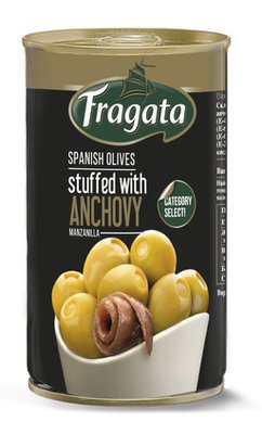 Оливки FRAGATA зелені з анчоусами, 300 г (суха вага 90 г) 2080378231 фото