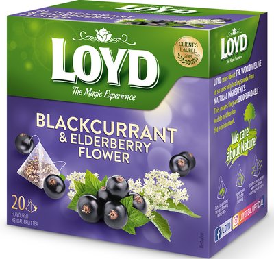 Фруктовий чай Loyd Blackcurrant & Квіти Flower смородина чорна і бузина 40гр (20 пірамідок), (10шт/ящ) 3103568 фото