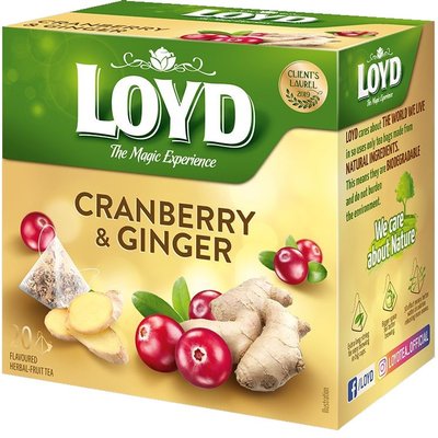 Фруктовий чай Loyd Cranberry & Ginger журавлина і імбир 40гр (20 пірамідок), (10шт/ящ) 3103566 фото