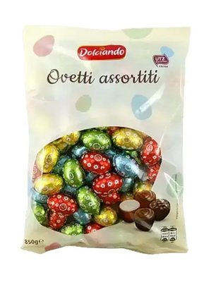 Яйця пасхальні шоколадні Dolciando Ovetti Assortiti, 850 г, 8 уп/ящ 2134730293 фото