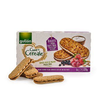 Печиво Gullon Cuor de Cereale Yogurt з ніжним ягідним йогуртом 220гр T5082 фото