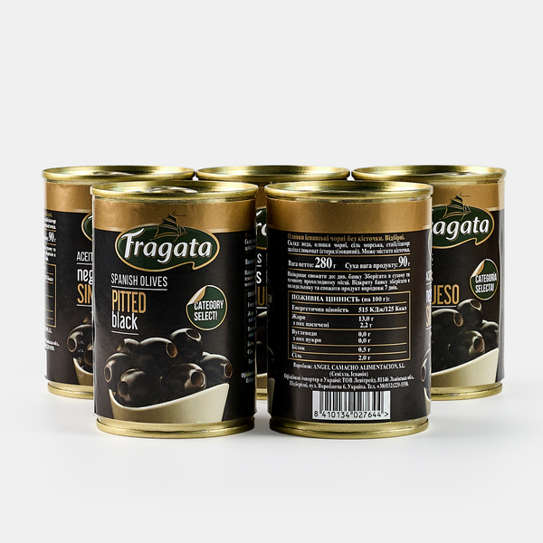 Оливки Fragata чорні без кісточки, 280 г (суха вага 90 г) 2080381942 фото