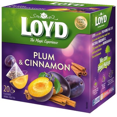 Фруктовий чай Loyd Plum & Cinnamon зливу і кориця 40гр (20 пірамідок), (10шт/ящ) 3103575 фото