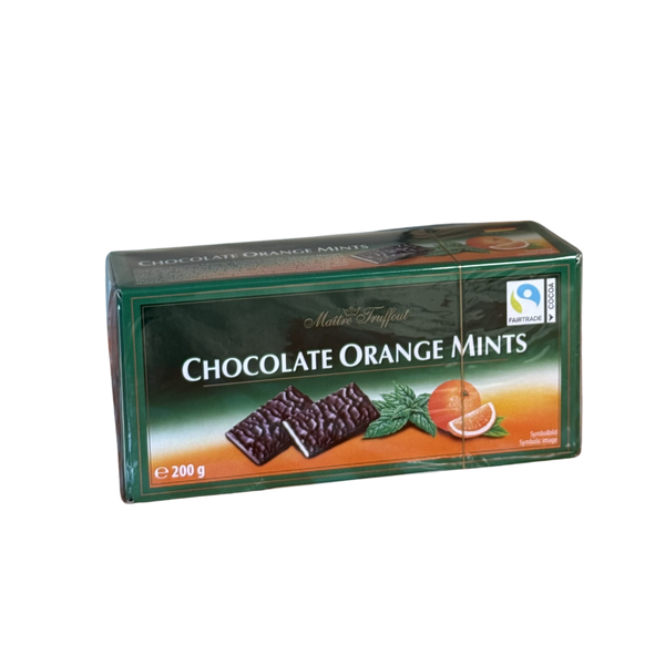 Цукерки Maitre Truffout Chocolate Orange Mints із чорного шоколаду з м'ятою та апельсином, 200 г, 16 шт/ящ 1702654530 фото